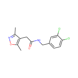 Cc1noc(C)c1CC(=O)NCc1ccc(Cl)c(Cl)c1 ZINC000043177530