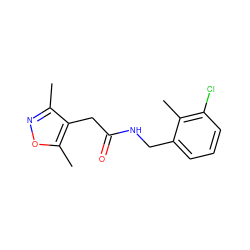 Cc1noc(C)c1CC(=O)NCc1cccc(Cl)c1C ZINC000084689080