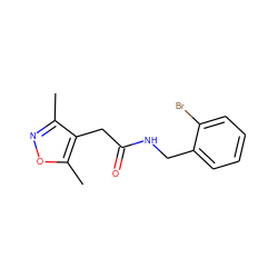 Cc1noc(C)c1CC(=O)NCc1ccccc1Br ZINC000084689081