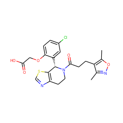 Cc1noc(C)c1CCC(=O)N1CCc2ncsc2[C@@H]1c1cc(Cl)ccc1OCC(=O)O ZINC000217986869