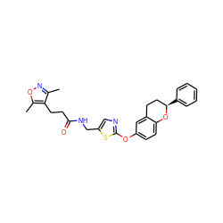 Cc1noc(C)c1CCC(=O)NCc1cnc(Oc2ccc3c(c2)CC[C@@H](c2ccccc2)O3)s1 ZINC000145564006