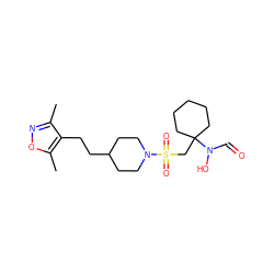 Cc1noc(C)c1CCC1CCN(S(=O)(=O)CC2(N(O)C=O)CCCCC2)CC1 ZINC000071295841