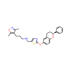 Cc1noc(C)c1CCCNCc1cnc(Oc2ccc3c(c2)CC[C@@H](c2ccccc2)O3)s1 ZINC000145530545