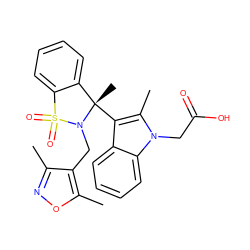 Cc1noc(C)c1CN1[C@@](C)(c2c(C)n(CC(=O)O)c3ccccc23)c2ccccc2S1(=O)=O ZINC000035922141