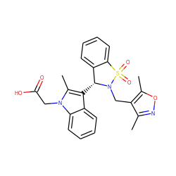 Cc1noc(C)c1CN1[C@H](c2c(C)n(CC(=O)O)c3ccccc23)c2ccccc2S1(=O)=O ZINC000049035351