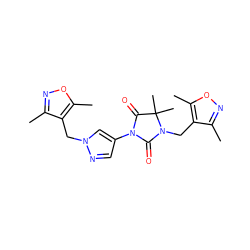 Cc1noc(C)c1CN1C(=O)N(c2cnn(Cc3c(C)noc3C)c2)C(=O)C1(C)C ZINC000115732973