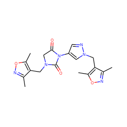 Cc1noc(C)c1CN1CC(=O)N(c2cnn(Cc3c(C)noc3C)c2)C1=O ZINC000115731296