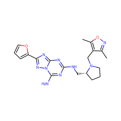 Cc1noc(C)c1CN1CCC[C@@H]1CNc1nc(N)n2nc(-c3ccco3)nc2n1 ZINC000013612528