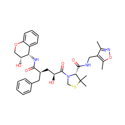 Cc1noc(C)c1CNC(=O)[C@H]1N(C(=O)[C@@H](O)C[C@@H](Cc2ccccc2)C(=O)N[C@H]2c3ccccc3OC[C@H]2O)CSC1(C)C ZINC000003976384