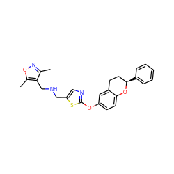 Cc1noc(C)c1CNCc1cnc(Oc2ccc3c(c2)CC[C@@H](c2ccccc2)O3)s1 ZINC000145669944