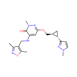 Cc1noc(C)c1CNc1cc(OC[C@H]2C[C@@H]2c2ccn(C)n2)nn(C)c1=O ZINC000218513516