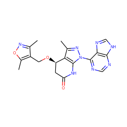 Cc1noc(C)c1CO[C@@H]1CC(=O)Nc2c1c(C)nn2-c1ncnc2[nH]cnc12 ZINC001772635743