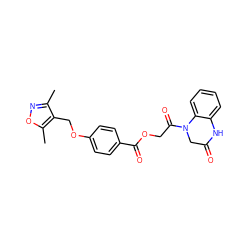 Cc1noc(C)c1COc1ccc(C(=O)OCC(=O)N2CC(=O)Nc3ccccc32)cc1 ZINC000002642162