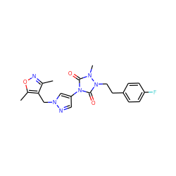 Cc1noc(C)c1Cn1cc(-n2c(=O)n(C)n(CCc3ccc(F)cc3)c2=O)cn1 ZINC000115731414