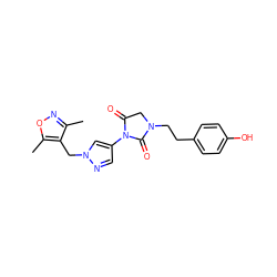 Cc1noc(C)c1Cn1cc(N2C(=O)CN(CCc3ccc(O)cc3)C2=O)cn1 ZINC000115732758