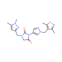 Cc1noc(C)c1Cn1cc(N2C(=O)CN(Cc3cc(C)n(C)n3)C2=O)cn1 ZINC000115731642