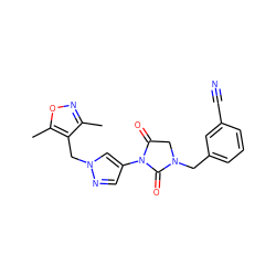 Cc1noc(C)c1Cn1cc(N2C(=O)CN(Cc3cccc(C#N)c3)C2=O)cn1 ZINC000115731317