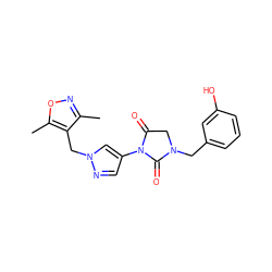 Cc1noc(C)c1Cn1cc(N2C(=O)CN(Cc3cccc(O)c3)C2=O)cn1 ZINC000115731376