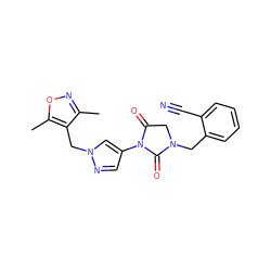 Cc1noc(C)c1Cn1cc(N2C(=O)CN(Cc3ccccc3C#N)C2=O)cn1 ZINC000115731418