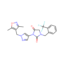 Cc1noc(C)c1Cn1cc(N2C(=O)CN(Cc3ccccc3C(F)(F)F)C2=O)cn1 ZINC000115730943