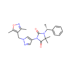 Cc1noc(C)c1Cn1cc(N2C(=O)N([C@H](C)c3ccccc3)C(C)(C)C2=O)cn1 ZINC000115730851