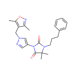 Cc1noc(C)c1Cn1cc(N2C(=O)N(CCCc3ccccc3)C(C)(C)C2=O)cn1 ZINC000116675736