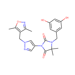 Cc1noc(C)c1Cn1cc(N2C(=O)N(Cc3cc(O)cc(O)c3)C(C)(C)C2=O)cn1 ZINC000116676274