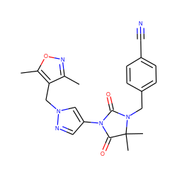 Cc1noc(C)c1Cn1cc(N2C(=O)N(Cc3ccc(C#N)cc3)C(C)(C)C2=O)cn1 ZINC000115731068