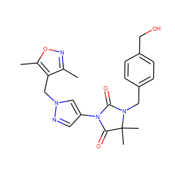 Cc1noc(C)c1Cn1cc(N2C(=O)N(Cc3ccc(CO)cc3)C(C)(C)C2=O)cn1 ZINC000116675121