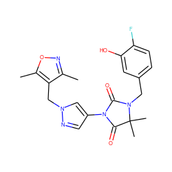 Cc1noc(C)c1Cn1cc(N2C(=O)N(Cc3ccc(F)c(O)c3)C(C)(C)C2=O)cn1 ZINC000115732884