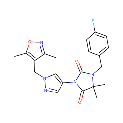 Cc1noc(C)c1Cn1cc(N2C(=O)N(Cc3ccc(F)cc3)C(C)(C)C2=O)cn1 ZINC000115733090