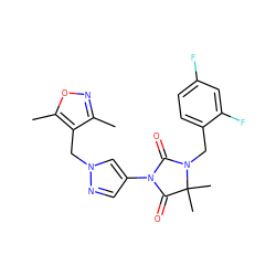 Cc1noc(C)c1Cn1cc(N2C(=O)N(Cc3ccc(F)cc3F)C(C)(C)C2=O)cn1 ZINC000116675718