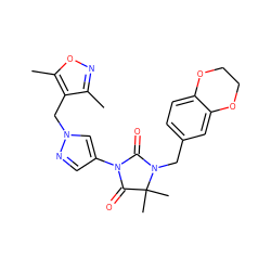 Cc1noc(C)c1Cn1cc(N2C(=O)N(Cc3ccc4c(c3)OCCO4)C(C)(C)C2=O)cn1 ZINC000116673836