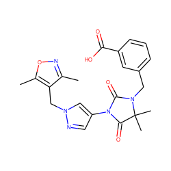 Cc1noc(C)c1Cn1cc(N2C(=O)N(Cc3cccc(C(=O)O)c3)C(C)(C)C2=O)cn1 ZINC000116675704