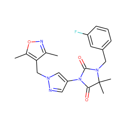 Cc1noc(C)c1Cn1cc(N2C(=O)N(Cc3cccc(F)c3)C(C)(C)C2=O)cn1 ZINC000116674442