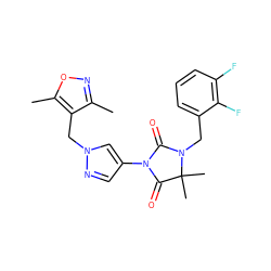 Cc1noc(C)c1Cn1cc(N2C(=O)N(Cc3cccc(F)c3F)C(C)(C)C2=O)cn1 ZINC000116676700