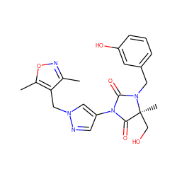 Cc1noc(C)c1Cn1cc(N2C(=O)N(Cc3cccc(O)c3)[C@@](C)(CO)C2=O)cn1 ZINC000115733154