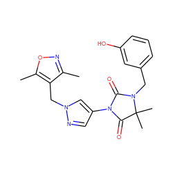 Cc1noc(C)c1Cn1cc(N2C(=O)N(Cc3cccc(O)c3)C(C)(C)C2=O)cn1 ZINC000115730742