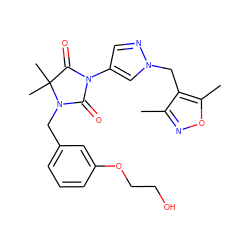 Cc1noc(C)c1Cn1cc(N2C(=O)N(Cc3cccc(OCCO)c3)C(C)(C)C2=O)cn1 ZINC000116673855