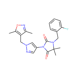 Cc1noc(C)c1Cn1cc(N2C(=O)N(Cc3ccccc3F)C(C)(C)C2=O)cn1 ZINC000116673803