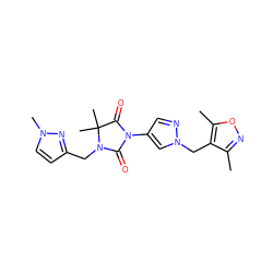 Cc1noc(C)c1Cn1cc(N2C(=O)N(Cc3ccn(C)n3)C(C)(C)C2=O)cn1 ZINC000116673907