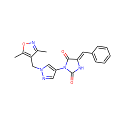 Cc1noc(C)c1Cn1cc(N2C(=O)N/C(=C\c3ccccc3)C2=O)cn1 ZINC000115730858