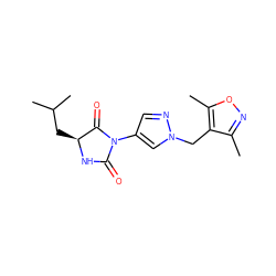 Cc1noc(C)c1Cn1cc(N2C(=O)N[C@@H](CC(C)C)C2=O)cn1 ZINC000115730362