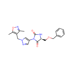 Cc1noc(C)c1Cn1cc(N2C(=O)N[C@@H](COCc3ccccc3)C2=O)cn1 ZINC000115732047