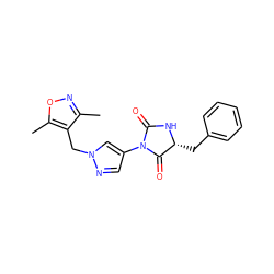 Cc1noc(C)c1Cn1cc(N2C(=O)N[C@H](Cc3ccccc3)C2=O)cn1 ZINC000115731714