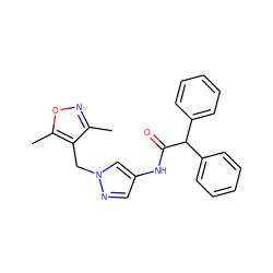 Cc1noc(C)c1Cn1cc(NC(=O)C(c2ccccc2)c2ccccc2)cn1 ZINC000116674050