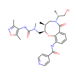 Cc1noc(C)c1NC(=O)N(C)C[C@@H]1Oc2c(NC(=O)c3ccncc3)cccc2C(=O)N([C@H](C)CO)C[C@@H]1C ZINC000064693583