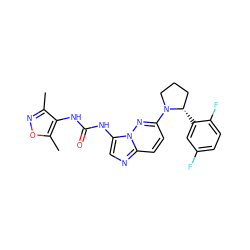 Cc1noc(C)c1NC(=O)Nc1cnc2ccc(N3CCC[C@@H]3c3cc(F)ccc3F)nn12 ZINC000118244448