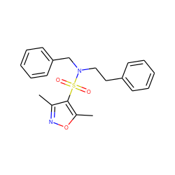 Cc1noc(C)c1S(=O)(=O)N(CCc1ccccc1)Cc1ccccc1 ZINC000004101299