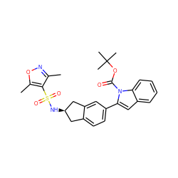 Cc1noc(C)c1S(=O)(=O)N[C@@H]1Cc2ccc(-c3cc4ccccc4n3C(=O)OC(C)(C)C)cc2C1 ZINC000028949640